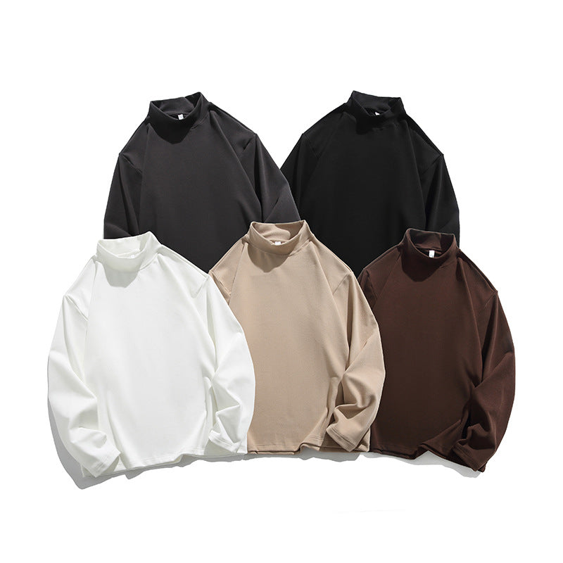 IZEXX Japanese solid color German velvet long-sleeved T-shirt boys trendy brand loose top men's winter versatile bottoming shirt T-shirt