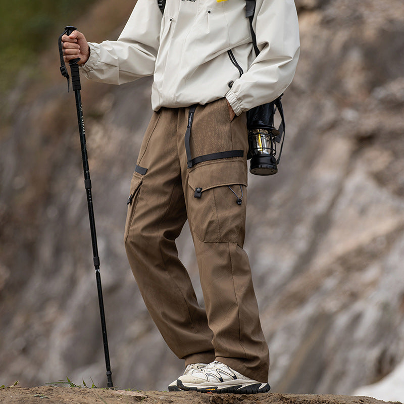 IZEXX tide brand winter soft shell charging pants removable duck down liner thickened down pants warm windproof casual pants
