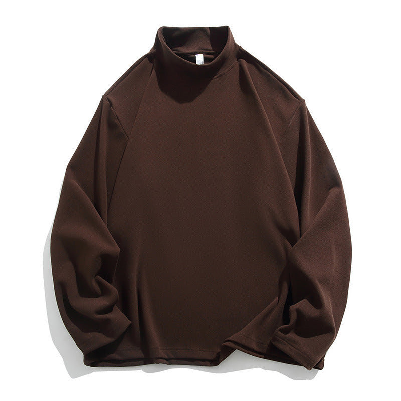 IZEXX Japanese solid color German velvet long-sleeved T-shirt boys trendy brand loose top men's winter versatile bottoming shirt T-shirt