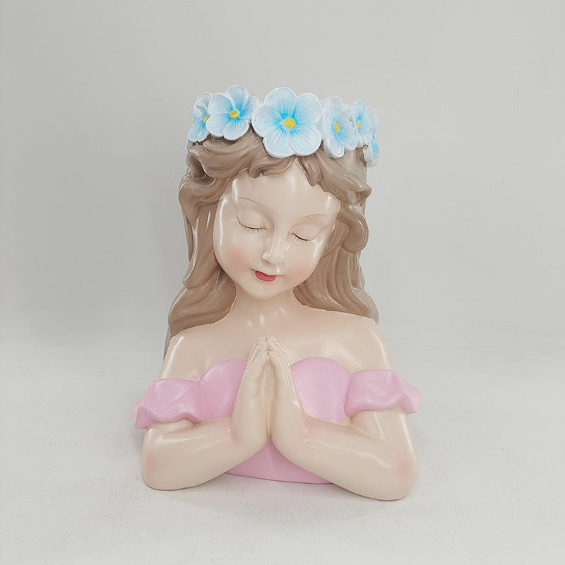 Creative Fairy Head Planter, European-style Home Decor, Decorative Piece for Living Room, Dried Flowers, Succulent Plant Pot, Garden and Balcony Decoration