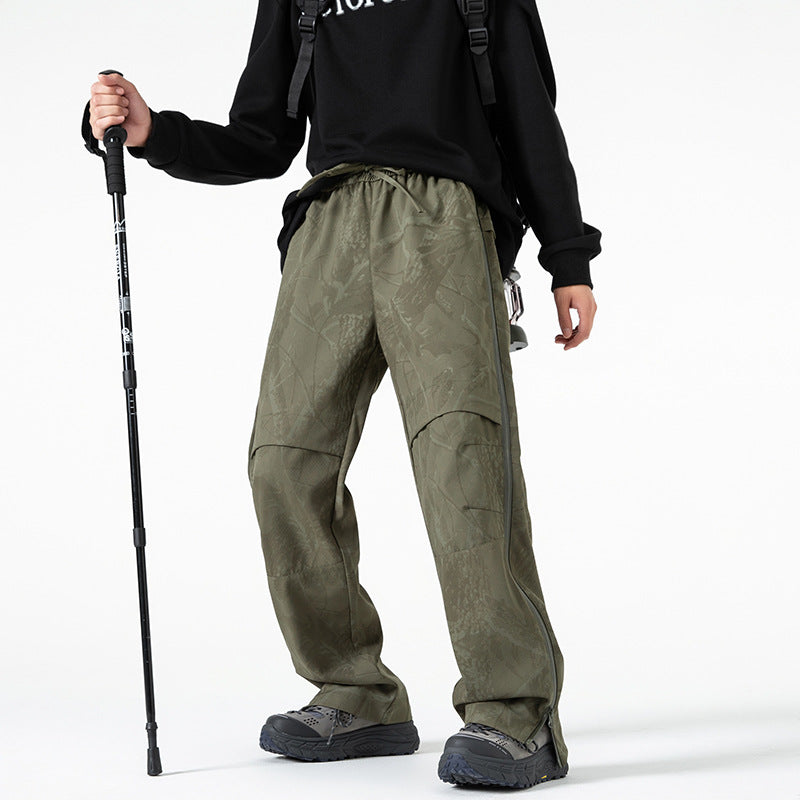 IZEXX tide brand mountain outdoor charging pants men's climbing sports side open casual pants functional wind tooling trousers