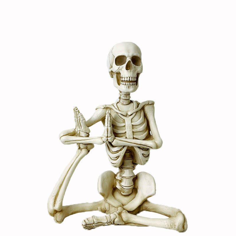 Customized simulated human body proportion resin skeleton three-piece Halloween haunted house decoration props ornament cross-border special supply