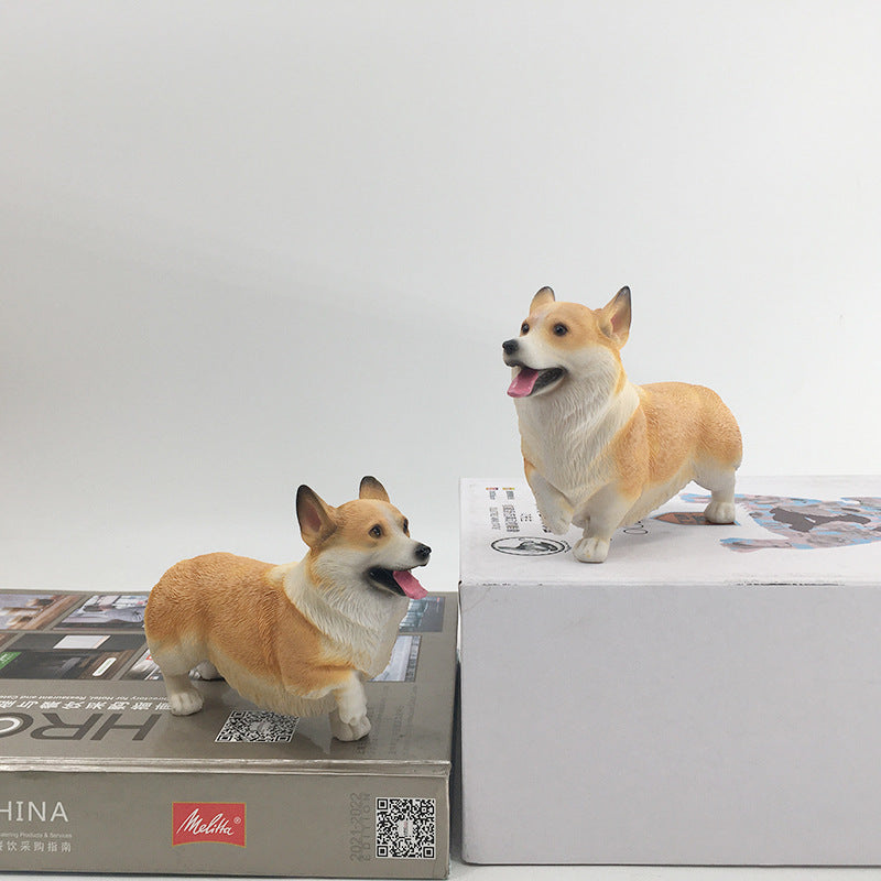 Simulation of small corgi ornament, cute dog memorial sculpture, balcony, flower bed, garden, desktop decoration, resin handicraft
