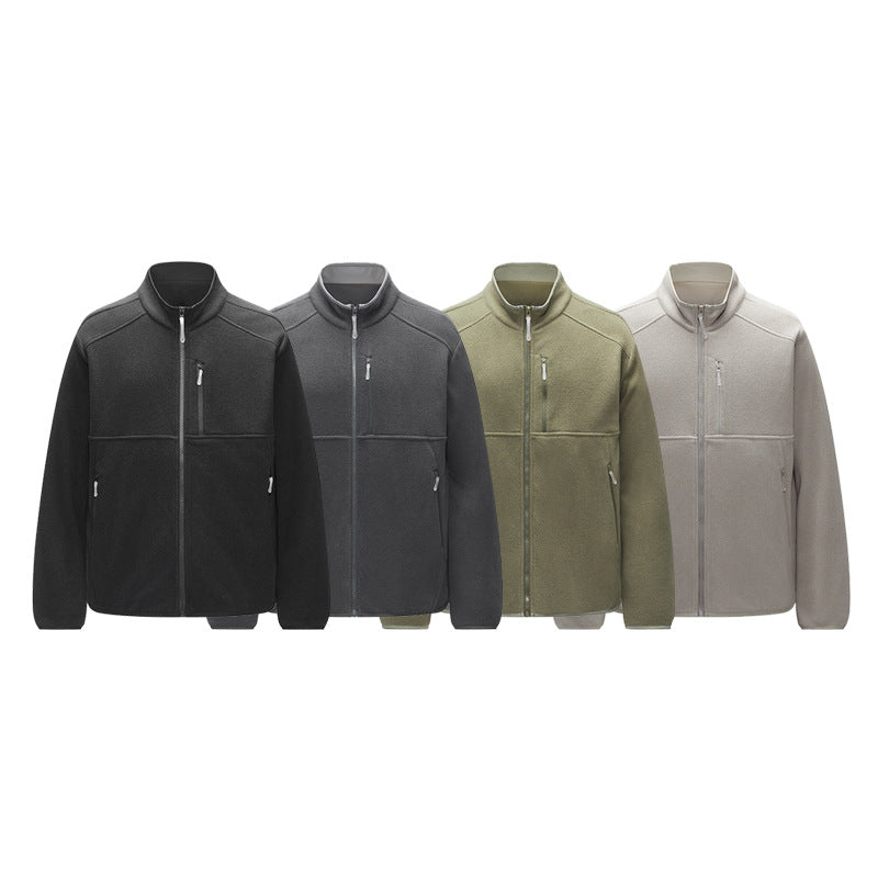 IZEXX trendy brand autumn and winter new volcanic fleece cardigan jacket outdoor sports warm and cold-resistant couple long-sleeved T-shirt