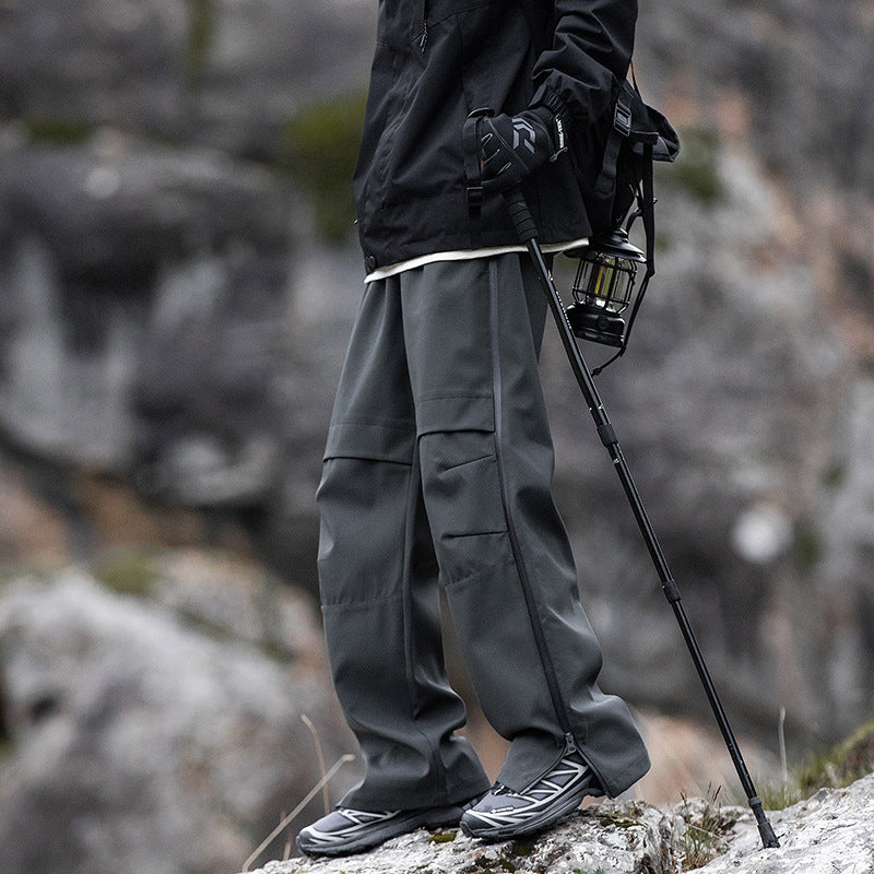 IZEXX tide brand mountain outdoor charging pants men's climbing sports side open casual pants functional wind tooling trousers