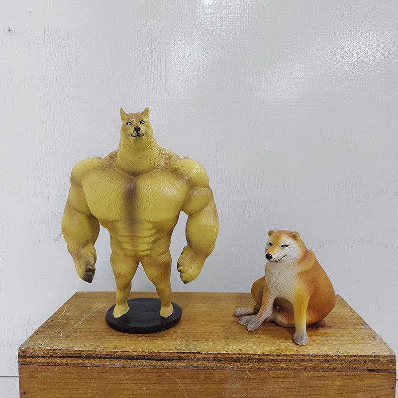 Cheems waste Shiba Inu sand sculpture dog ornament funny muscle Shiba Inu desktop decoration tide play resin crafts