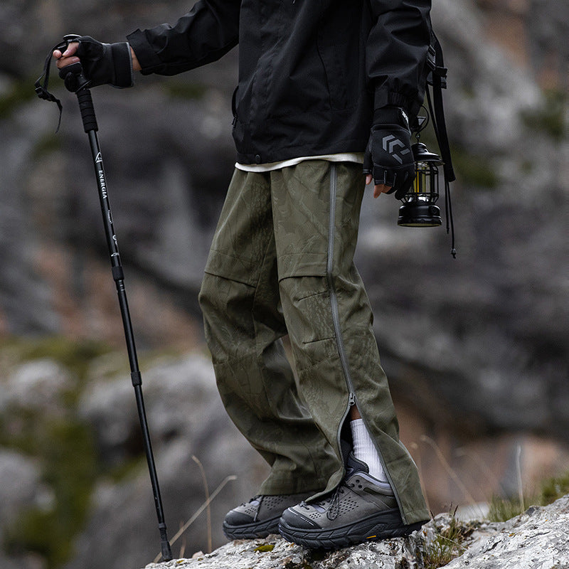IZEXX tide brand mountain outdoor charging pants men's climbing sports side open casual pants functional wind tooling trousers