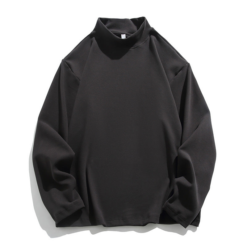 IZEXX Japanese solid color German velvet long-sleeved T-shirt boys trendy brand loose top men's winter versatile bottoming shirt T-shirt