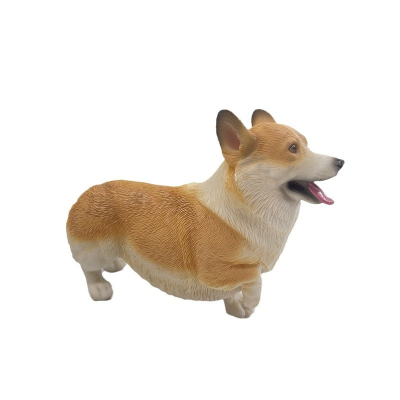 Simulation of small corgi ornament, cute dog memorial sculpture, balcony, flower bed, garden, desktop decoration, resin handicraft