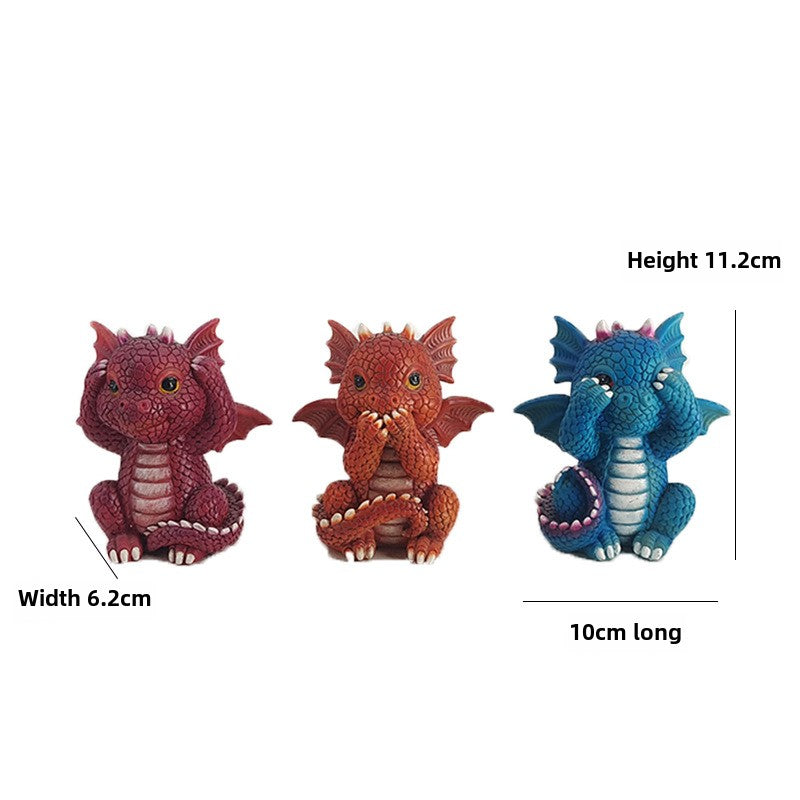 New creative Year of the Dragon ornament, don't listen, don't look, don't say resin handicrafts, home office desktop decoration
