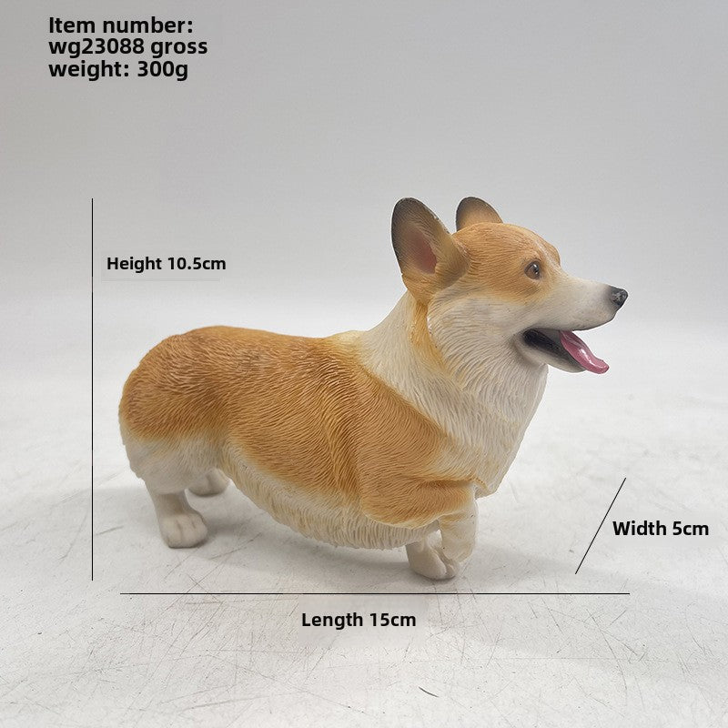Simulation of small corgi ornament, cute dog memorial sculpture, balcony, flower bed, garden, desktop decoration, resin handicraft