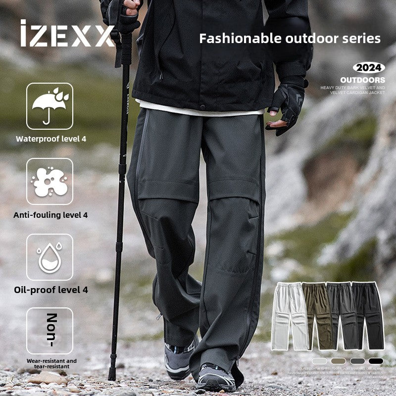 IZEXX tide brand mountain outdoor charging pants men's climbing sports side open casual pants functional wind tooling trousers