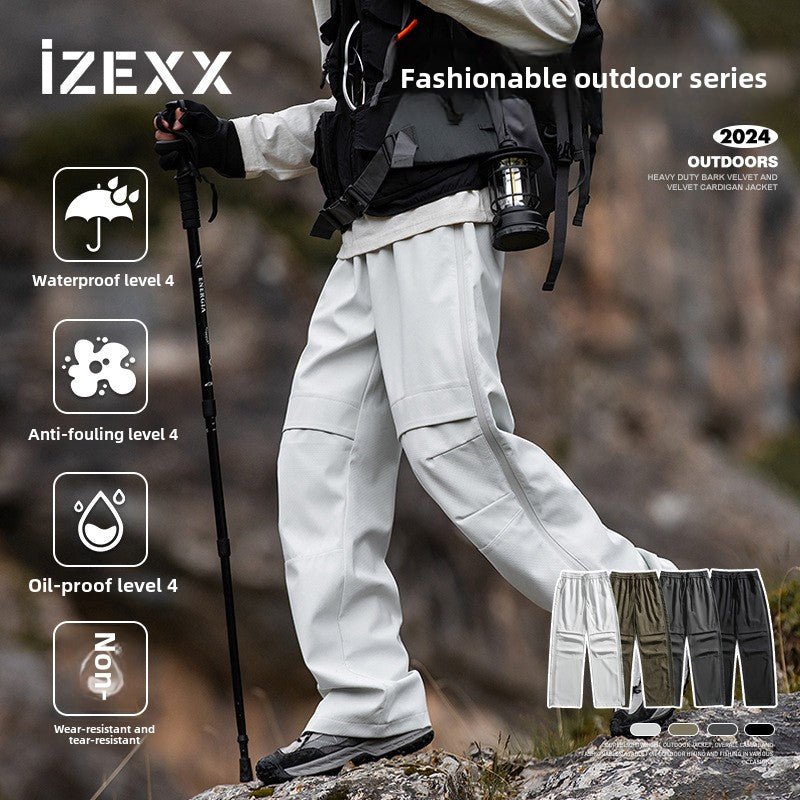 IZEXX tide brand mountain outdoor charging pants men's climbing sports side open casual pants functional wind tooling trousers