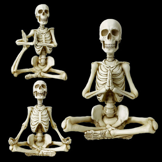 Customized simulated human body proportion resin skeleton three-piece Halloween haunted house decoration props ornament cross-border special supply