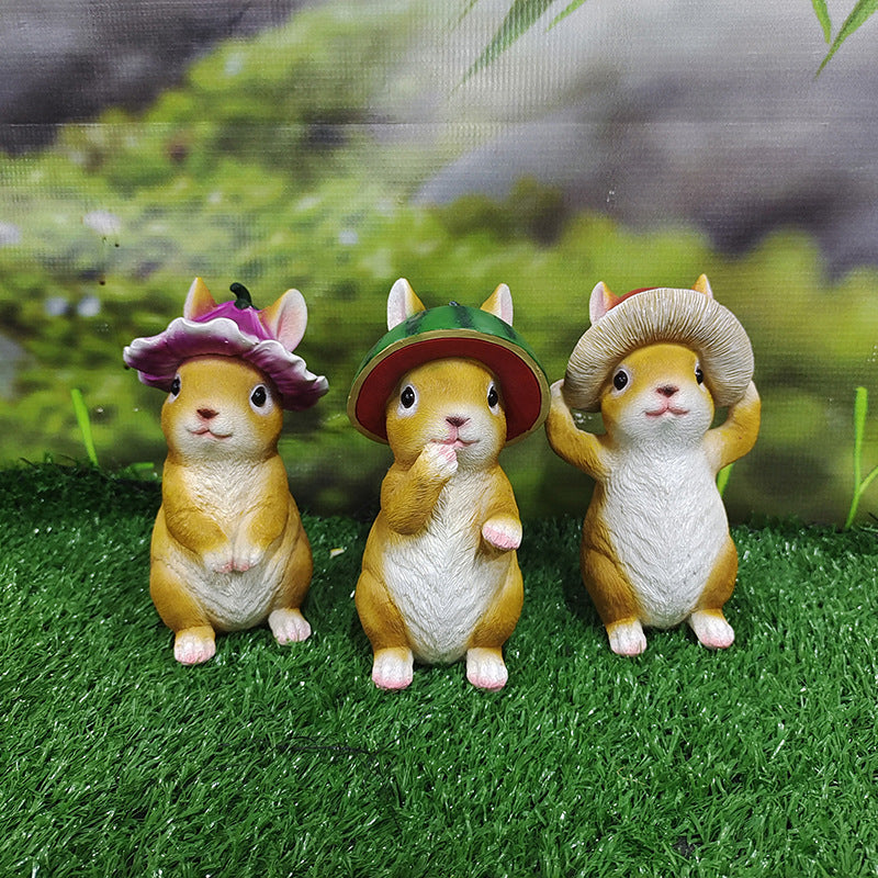 Cartoon Creative Rabbit Animal Garden Small Ornament Resin Crafts Garden Balcony Flower Bed Desktop Handmade Decoration