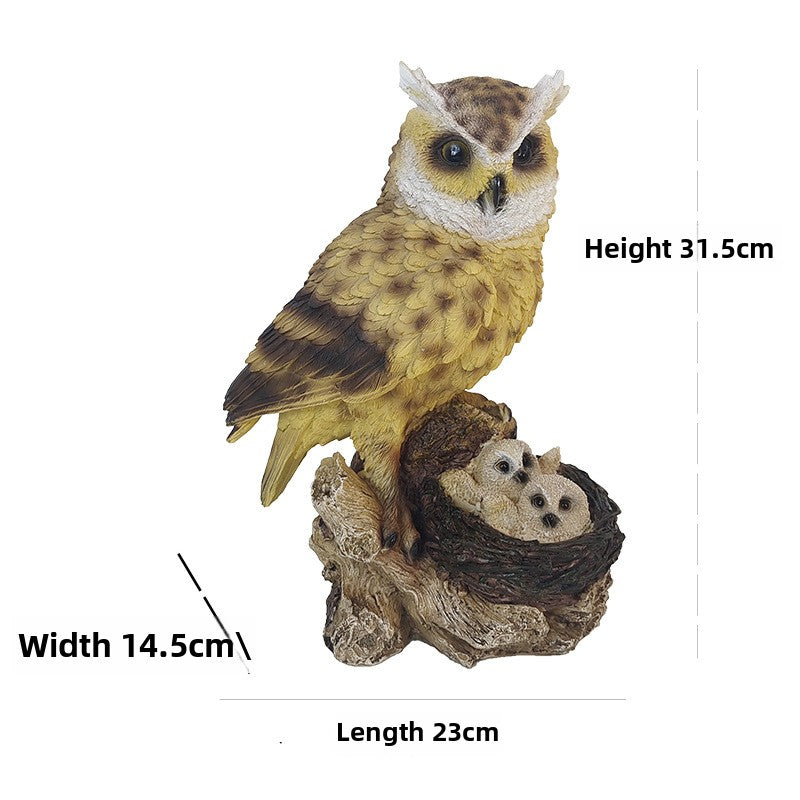 Cross-border simulated owl ornament outdoor garden creative owl mother and son ornament resin handicraft