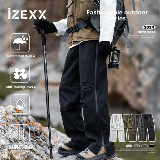 IZEXX tide brand mountain outdoor charging pants men's climbing sports side open casual pants functional wind tooling trousers